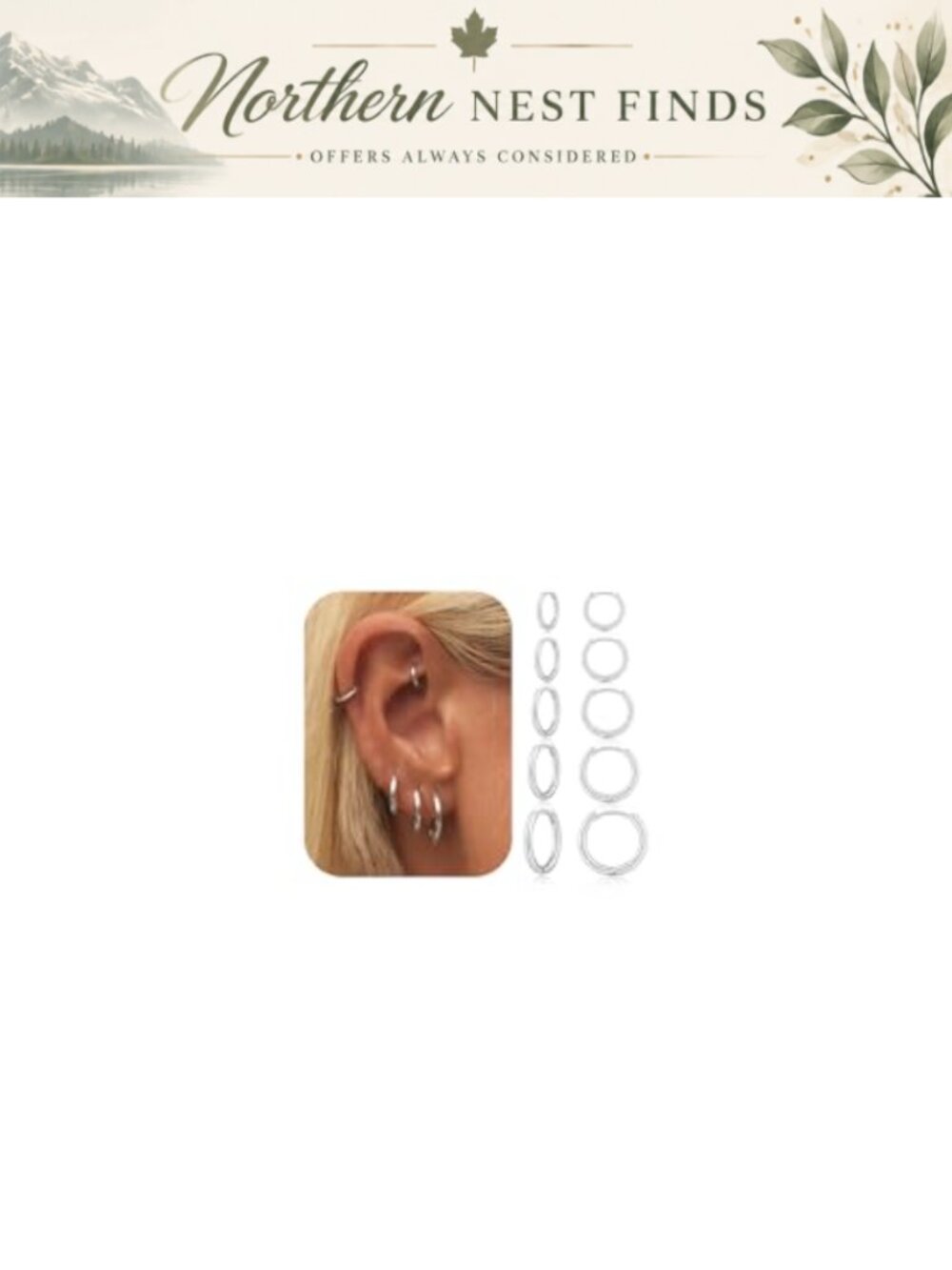 Sterling Silver Hoop Earrings Set 5 Pairs Hypoallergenic Small